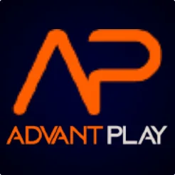 ป้าย Advant Play ตัวอักษร AP สีส้มบนพื้นดำ